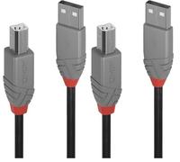 Lindy - Cavo USB 2.0 Tipo A a USB Tipo B, Cavetto USB Anthra Line 1 Metro, Tipo Maschio A/B, Velocità di Trasferimento Dati Speed Fino a 480Mbps per Tastiera, Stampante, Fotocamera, Hard Disk