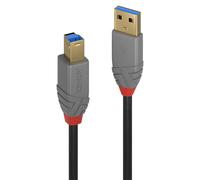 LINDY Cavo USB 3.2 da 5 m da tipo A a tipo B - Spina USB tipo A a spina tipo B, 5 Gbit/s, linea Anthra