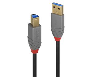 LINDY Cavo USB 3.2 da 5 m da tipo A a tipo B - Spina USB tipo A a spina tipo B, 5 Gbit/s, linea Anthra