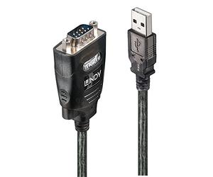 Lindy - Convertitore USB a Seriale RS232 con COM Port Retention, Cavo adattatore da 1.1m, Chipset FTDI di Alta Qualità per Lettori di Codici a Barre, Dispositivi Industriali o Dotati di Porta Seriale