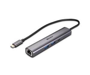 Lindy Hub USB 3.2 Gen 2 Tipo C e convertitore Gigabit Ethernet