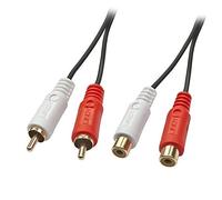 Lindy - Prolunga Audio Stereo 2 x RCA Maschio/Femmina - Cavo Prolunga RCA, Ricevitore, Amplificatore per Altoparlanti - 2 Metri