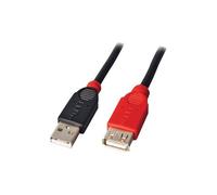 LINDY Slimline 5 M Cavo USB Tipo A Maschio Femmina Estensione - Nero, Rosso