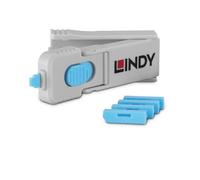 Lindy UK DP Port Blocker - Chiave con 4 Blocchi, Colore: Blu