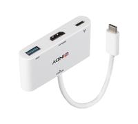 Lindy 43340 cavo e adattatore video 0,18 m HDMI + USB Type-A USB tipo-C Bianco