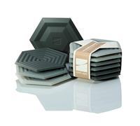 LINE+ARC The Original Degrē - Sottobicchieri (set da 6, insalata invernale) da 10 mm di spessore, lavabili in lavastoviglie, resistenti alle macchie, per esterni, in silicone, moderni, esagonali, in