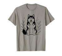 Line Art Alaskan Malamute Minimalist Maglietta