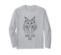 Line Art Best Cat Dad Men - Gatto Maine Coon Maglia a Manica