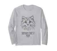 Line Art Best Cat Mom Women - Gatto della Foresta siberiana Maglia a Manica