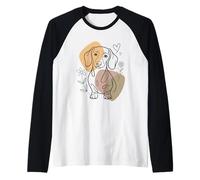 Line Art Dachshund Minimalist Dachshund Doxie Maglia con Maniche Raglan