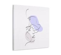 Line Art Disegno di una coppia che bacia la fronte di una ragazza - Stile di vita minimalista linea astratta poster arte vintage poster arte da parete, decorazione estetica, soggiorno, camera dei