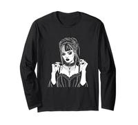 Line Art Donna Gotica Moda Oscura Design Maglia a Manica
