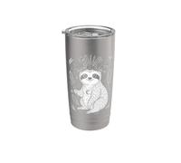 Line Art Lazy Sloth Boho Sloths Bicchiere termico in acciaio inox doppia parete