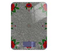 Line Art Mandala Fiore Grigio Impermeabile Piccola Bilancia Alimentare per Cucina 5 kg/5 g (Scenario) Bilancia da cucina per uso domestico con 4 unità Preparazione pasto Preparazione pasto Báscula