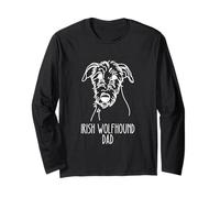 Line Art Miglior Cane papà Uomo - Irish Wolfhound Maglia a Manica