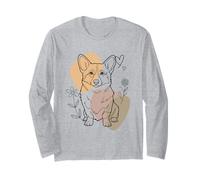 Line Art Pembroke Welsh Corgi Minimalist Corgis Maglia a Manica