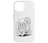 Line Art Persian Cat Minimalist Custodia per iPhone 14