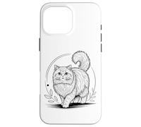 Line Art Persian Cat Minimalist Custodia per iPhone 16 Pro Max