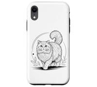 Line Art Persian Cat Minimalist Custodia per iPhone XR
