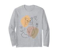 Line Art Persian Cat Minimalist Persian Longhair Maglia a Manica