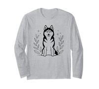 Line Art Siberian Husky Minimalist Huskies Maglia a Manica
