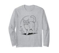 Line Art Somali Cat Minimalist Somalis Fox Cats Maglia a Manica