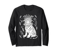 Line Art Tiger Boho Tigers Maglia a Manica