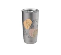 Line Art York Chocolate Cat Minimalist Bicchiere termico in acciaio inox doppia parete