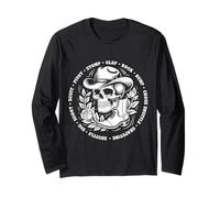 Line Dance Forever Cowboy Skull Country Western Maglia a Manica