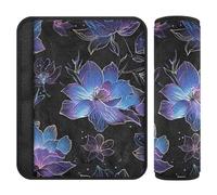 Line Drawing Floral Blue Purple 2 Pack Strap pad, Rilasciare lo stress al collo e alle spalle, cintura di sicurezza pad per aereo, camion, furgone, 25,4 x 19,6 cm funda para cinturón de carro