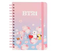 Line Friends BT21, Quaderno A5 Rigido a Spirale 180 Pagine Motivo Puntini BT21