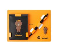 LINE FRIENDS X RHODIA Edition Brown Ballpoint Pen Figure Notepad Case Multi Set