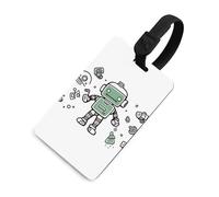 Line Robot - Etichette per bagagli per valigie con scudo per la privacy, borsa da viaggio, targhetta identificativa per uomini e donne, zaino per borsa, stile nero, taglia unica, etichetta per bagagli