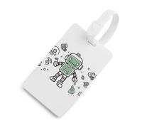 Line Robot Etichette per bagagli Porta carte per bagagli per valigie con scudo per la privacy Borsa da viaggio Tag ID per uomini e donne zaino per borsa, stile bianco, taglia unica, etichetta per