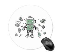 Line Robot Tappetino per mouse rotondo, scorrevole, tappetino per mouse da gioco, ad alta densità, portatile, comodo, per scrivania, casa, ufficio, 19,8 x 20 cm