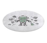 Line Robot Tappeto rotondo morbido assorbente tappetino da bagno ingresso antiscivolo tappeto fattoria anteriore posteriore zerbino 60 x 60 cm per camera da letto soggiorno casa decorativo
