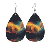 Line Strokes Orecchini in pelle a forma di goccia stampati | Design di fascia alta, orecchini di lusso leggeri