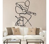 Line Wall Art, decorazione da parete con uomo in metallo che suona la chitarra, decorazione da parete con musica in metallo, decorazione da parete in metallo, regalo per gli amanti della musica (nero,
