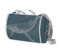 Line Whale - Coperta da picnic extra large con maniglia per il trasporto, pieghevole e portatile, 150 x 145 cm, coperta da campeggio per campeggio, parco, giardino, spiaggia