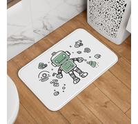 Line - Zerbino con robot, antiscivolo, assorbente, morbido, lavabile, 40 x 61 cm, per cucina, camera da letto, bagno, decorazione elegante