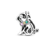 Linea Arte Carlino Cane Perlina Fascino, Genuino 925 Sterling Silver Perline Fascino, Compatibile con per Braccialetto Pandora