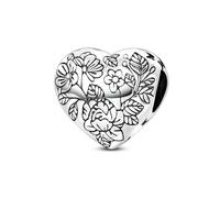 Linea Arte Fiori & Farfalla Cuore Perlina Fascino, Fascino per Braccialetto, Compatibile con Braccialetto Pandora Collana