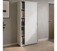 Linea Azzurra Armadio Ante Scorrevoli H212xL90xP43 cm Modulo con Ripiani Made in Italy Multiuso per Camera da Letto, Ufficio, Casa Soggiorno (Bianco Frassinato)