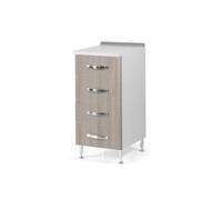 Linea Azzurra Base 40 Cassettiera Cucina Componibile Mobile con 4 Cassetti in Legno Made in Italy H85xL40xP50 cm Elegante Funzionale Facile da Montare (Olmo)