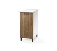 Linea Azzurra Base 40 Mobili Cucina Componibile con 1 Anta e 2 Ripiani in Legno Made in Italy H85xL40xP50 cm Elegante Funzionale Facile da Montare (Noce Naturale)