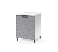 Linea Azzurra Base 60 Mobili Cucina Componibile con 1 Anta e 2 Ripiani in Legno Made in Italy H85xL60xP50 cm Elegante Funzionale Facile da Montare (Cemento)