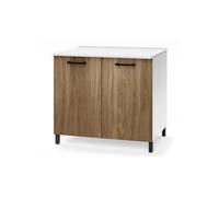 Linea Azzurra Base 80 Mobili Cucina Componibile con 2 Ante e 2 Ripiani in Legno Made in Italy H85xL80xP50 cm Elegante Funzionale Facile da Montare (Noce Naturale)