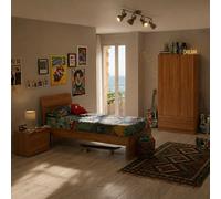 Linea Azzurra Cameretta Classic con Armadio 2 Ante e 2 Cassetti Comodino 2 Cassetti e Letto Singolo Made in Italy Camera Ragazzi Bambini Struttura Letto Senza Rete e Materasso (Noce Antico)