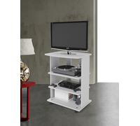 Linea Azzurra Carrello Porta TV Elide Rotelle e Ripiani in Legno Made In Italy per Soggiorno Adatto a Ogni Esigenza di Arredo (Bianco frassinato)
