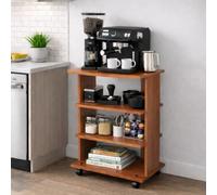 Linea Azzurra Carrello Porta TV Multiuso Rotelle e Ripiani in Legno Made In Italy 81x60x45 cm per Soggiorno Adatto a Ogni Esigenza di Arredo (Noce Antico)